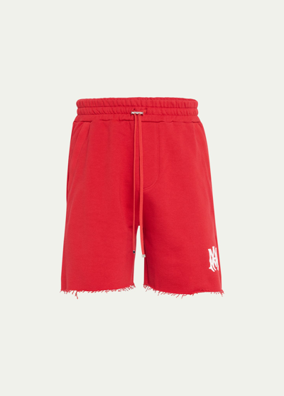 Amiri Men's Ma Logo Terry Sweat Shorts In Red