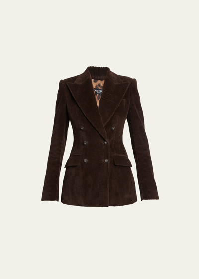 Dolce & Gabbana Double Breast Corduroy Jacket In Brown