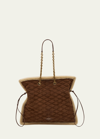 Saint Laurent Le Pochon Quilted Shearling Shoulder Bag In 2281 Dk Sig Nbeig