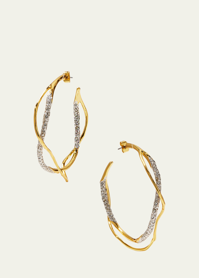 Alexis Bittar Intertwined Two-tone Pave Hoop Earrings In Gold