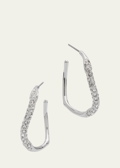 Alexis Bittar Medium Two-toned Pave Hoop Earrings In Silver