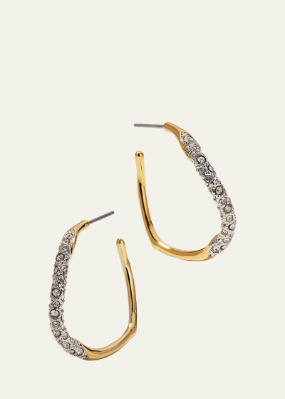 Alexis Bittar Medium Two-toned Pave Hoop Earrings In Gold