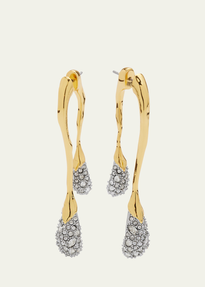 Alexis Bittar Solanales Front-back Double Drop Crystal Earrings In Gold