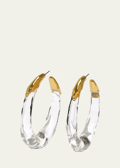 Alexis Bittar Lucite Molten Hoop Earrings Clear In White