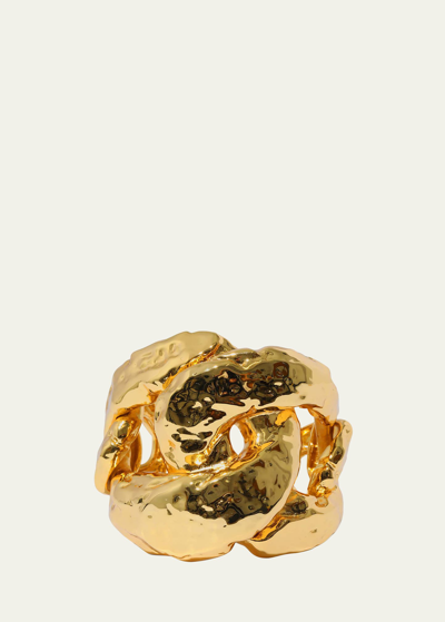 Alexis Bittar Brut Gold Large Curb Link Cuff Bracelet