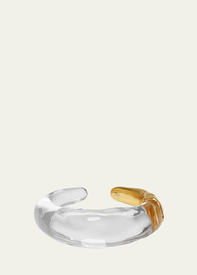 Alexis Bittar Large Molten Lucite And Gold Hinge Cuff In Clear/gold