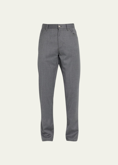 Zegna Straight-leg Wool Trousers In Gry Sld