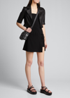 Susan Bender Short-sleeve Cropped Leather Moto Jacket In Black