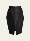 Saint Laurent Pinstriped Wool And Silk-blend Twill Skirt In Nero