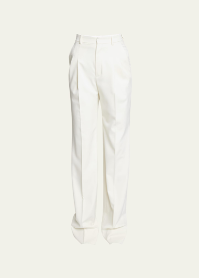 Saint Laurent Wide-leg Suiting Trousers In Bone