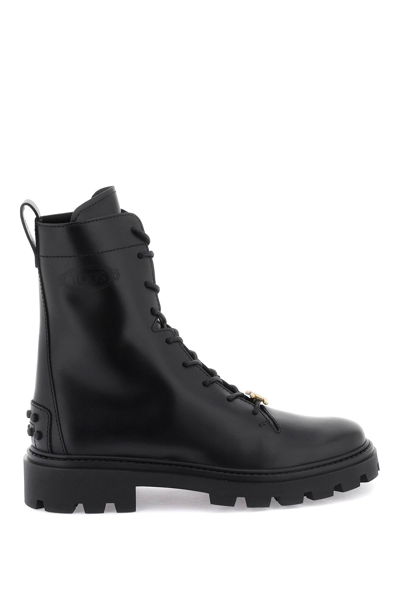 Tod's Combat Leather Boots Black