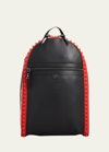CHRISTIAN LOUBOUTIN MEN'S SPIKED RED SOLE LEATHER BACKPACK