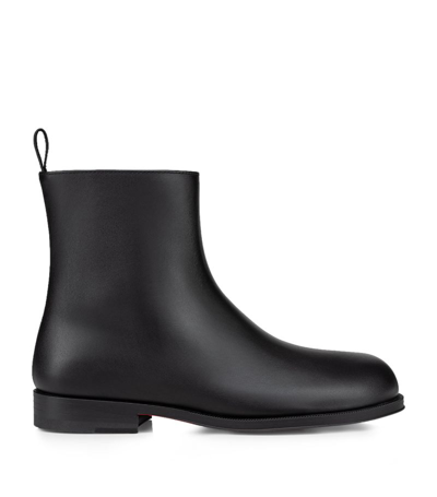 Christian Louboutin Kids' Bootynou Leather Boots In Black