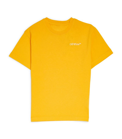 Off-white Kids' Arrows Cotton Jersey T-shirt In Ocher Yellow