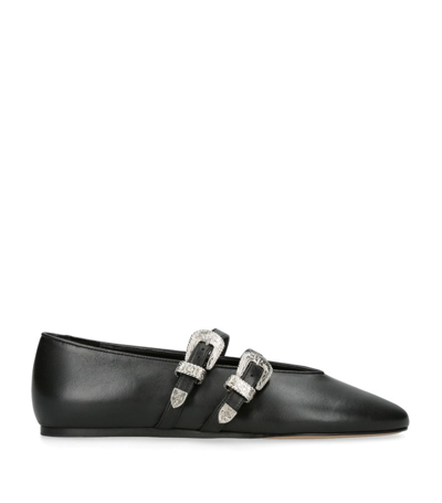 Le Monde Beryl Leather Buckle Claudia Ballet Flats In Black