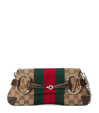 Gucci Small Leather Horsebit Shoulder Bag In 브라운