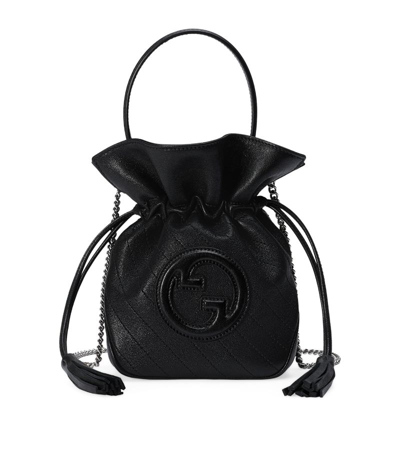 Gucci Mini Leather Blondie Bucket Bag In 黑色