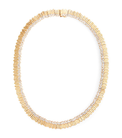 Suzanne Kalan Yellow Gold And Diamond Jagged Baguette Necklace