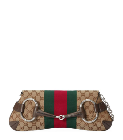 Gucci Medium Leather Horsebit Shoulder Bag In Neutrals