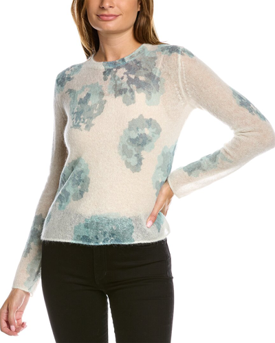 Vince Dahlia Womens Printed Pull Over Crewneck Sweater In Blue