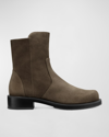 Stuart Weitzman Bold Suede Moto Ankle Boots In Charcoal