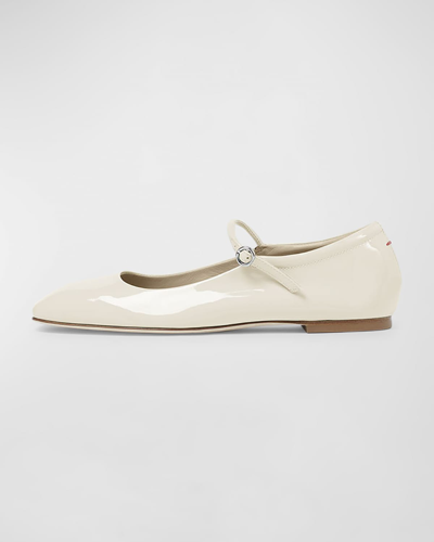 Aeyde Uma Patent Mary Jane Ballerina Flats In Creamy