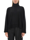 Bottega Veneta Women Dark Blue Turtleneck Wool Sweater In Black