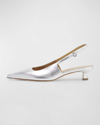 Aeyde Catrina Kitten Heel Slingback Pump In Silver