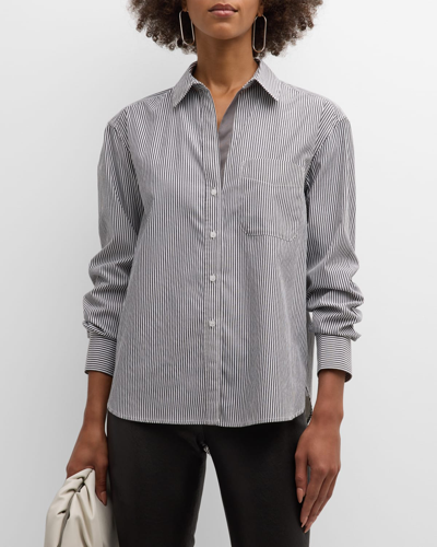 Brochu Walker Everyday Topstitch Button-down Shirt In Grey Stripe