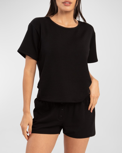 Andine Holland Lace-trim French Terry Top In Black