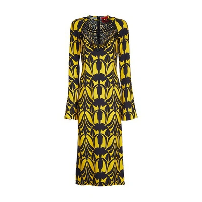 La Doublej Patterned Wednesday Midi Dress In Papyrus Gold