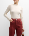 Derek Lam 10 Crosby Kassandra Ribbed Mock Neck Top In Ivory