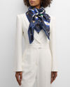 Alexander Mcqueen Military Mcqueen Silk Square Scarf In Navy Ivory