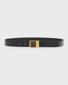Saint Laurent Ysl Buckle Leather Belt In 1000 Nor