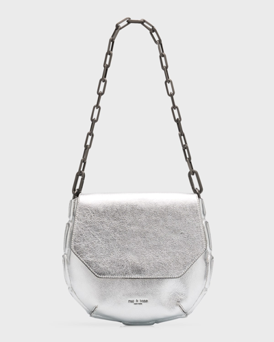 Rag & Bone Women's Sadie Metallic Leather Shoulder Bag In Silver