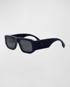 Fendi Shadow Rectangular Sunglasses, 52mm In Matte Black Smoke