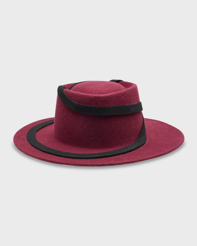 D'estree Alvar Felt Fedora In Burgundy Black