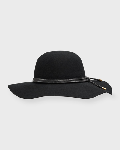 Sensi Studio Lady Felt Fedora With Leather Band In Black Black