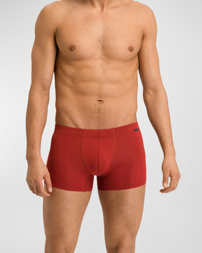 Hanro Men's 2-pack Cotton Essentials Boxer Briefs In Red Ochrefresh Gr