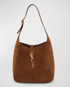 Saint Laurent Le 5 A 7 Small Suede Hobo Shoulder Bag In 2102 Snuff
