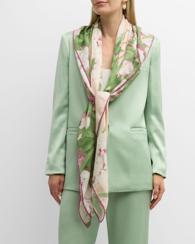 Rani Arabella Liguria Cashmere-blend Scarf In Green