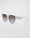 Fendi First Blue Acetate Round Sunglasses In Sblu/brng