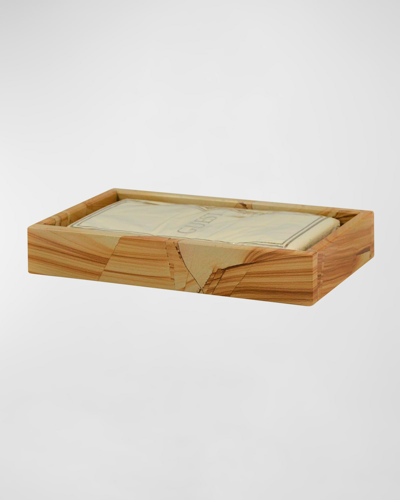 Marble Crafter Myrtus Rectangular Guest Towel Tray In Teak Stone