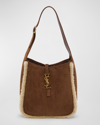 Saint Laurent Le 5 A 7 Shearling & Suede Shoulder Bag In 2281 Dk Sigaro Na