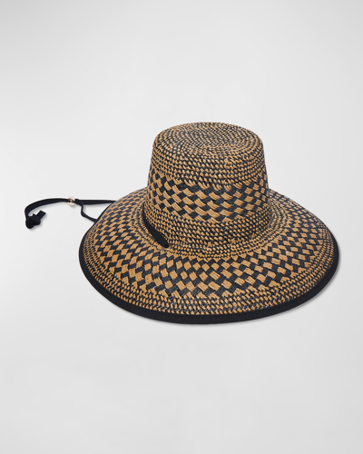 Lele Sadoughi Brielle Check Straw Hat In Brown