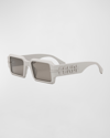 FENDI MEN'S FENDIGRAPHY ACETATE RECTANGLE SUNGLASSES