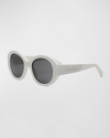 Celine Embellished Acetate Round Sunglasses In Ivry/smk