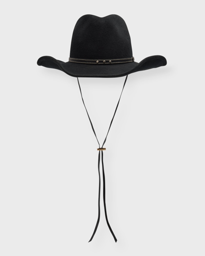 Sensi Studio Western Cowboy Felt Large-brim Hat In Black Black