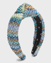 Lele Sadoughi Women's Striped Raffia Knotted Headband In Ocean Breeze