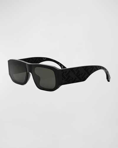 Fendi Rectangle Frame Sunglasses In Matte Black / Smoke